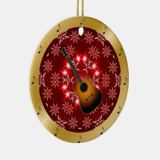 Guitar ~ Silver ~ Red~ Kerst~ Keramisch Ornament (Rechts)