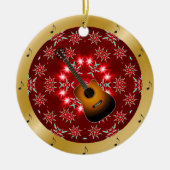 Guitar ~ Silver ~ Red~ Kerst~ Keramisch Ornament (Voorkant)