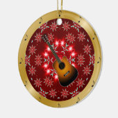Guitar ~ Silver ~ Red~ Kerst~ Keramisch Ornament (Links)