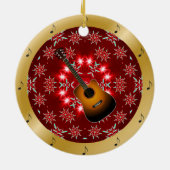 Guitar ~ Silver ~ Red~ Kerst~ Keramisch Ornament (Achterkant)