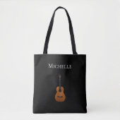 Guitar Simple Monogram Music Black Tote Bag (Voorkant)