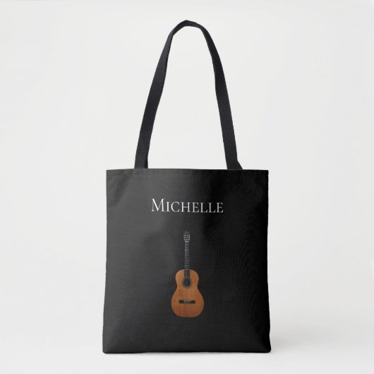 Guitar Simple Monogram Music Black Tote Bag (Voorkant)