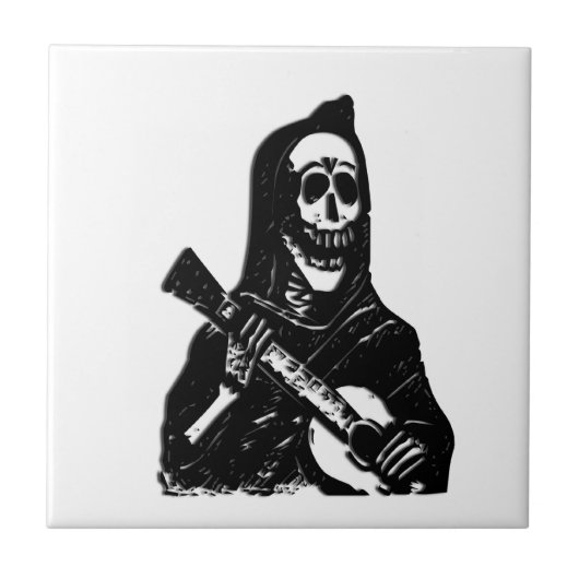 Guitar Skeleton Serenade Ceramic Tegel Tegeltje (Voorkant)