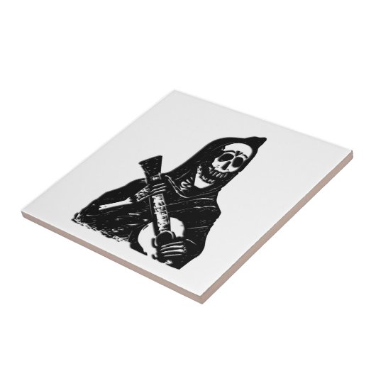 Guitar Skeleton Serenade Ceramic Tegel Tegeltje (Zijkant)