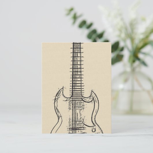 Guitar Sketch Briefkaart (Staand voorkant)
