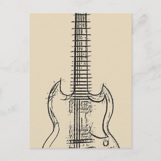 Guitar Sketch Briefkaart (Voorkant)