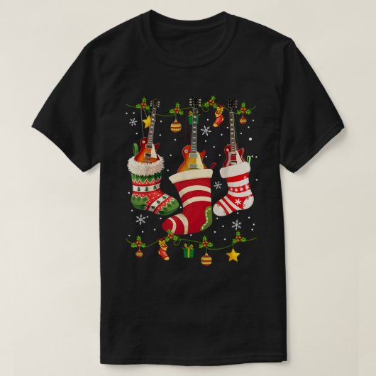 Guitar Socks-kerstverlichting Funny Guitarist Fami T-shirt (Design voorkant)