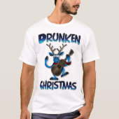 Guitar Spelen Drunken Reindeer Ugly Kerstmis T-shirt (Voorkant)