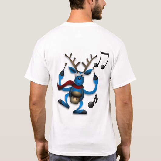 Guitar Spelen Drunken Reindeer Ugly Kerstmis T-shirt (Achterkant)