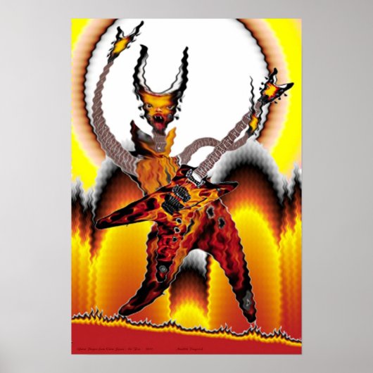 Guitar Spelers van de Verre ruimtereeks Vuur Poster (Voorkant)