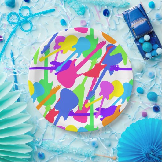 Guitar Splash Pattern Papieren Bordje (Feest)