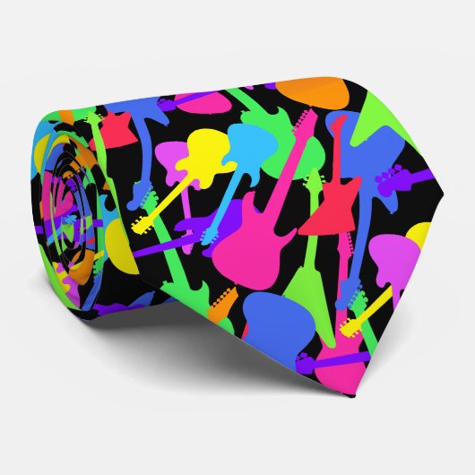 Guitar Splash Pattern Stropdas (Opgerold)