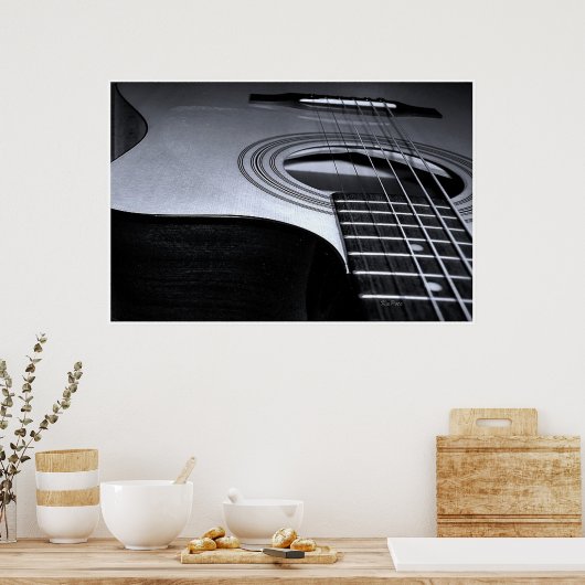 Guitar Strings Canvas BW Poster (Keuken)