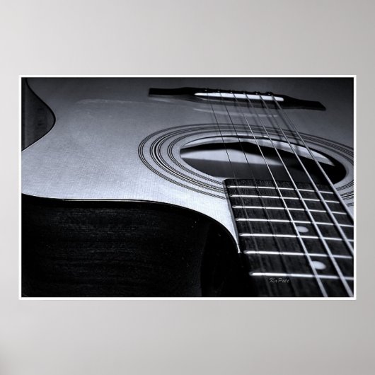 Guitar Strings Canvas BW Poster (Voorkant)