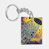 Guitar Strings Musical Waterverf Sleutelhanger (Voorkant Links)