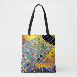 Guitar Strings Musical Waterverf Tote Bag
