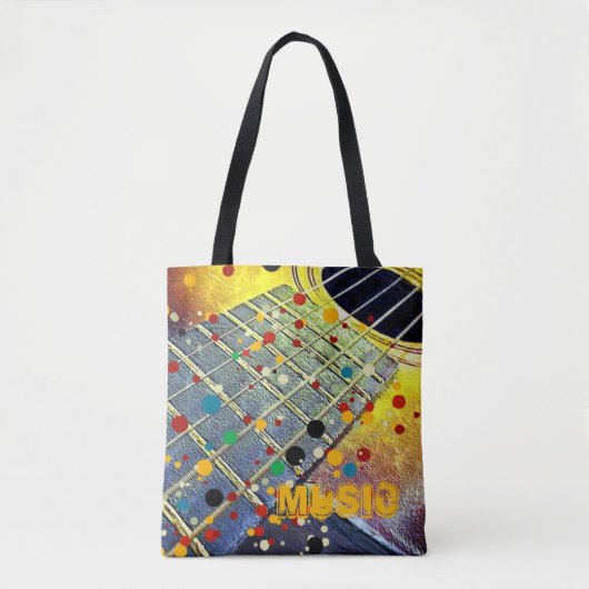 Guitar Strings Musical Waterverf Tote Bag (Voorkant)