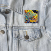Guitar Strings Musical Waterverf Vierkante Button 5,1 Cm (In situ)