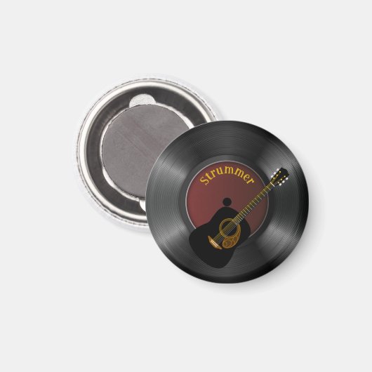 Guitar Strummer Editable Text Magneet (Voorkant / Achterkant)