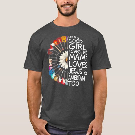 Guitar Sunflower Girl houdt van haar mama T-shirt (Voorkant)