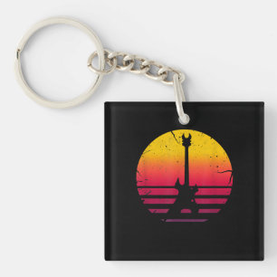 Guitar Sunset Electric Rock Music Lover Instrument Sleutelhanger