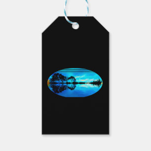 Guitar Sunset Sky Trees City Lake Reflection Cadeaulabel