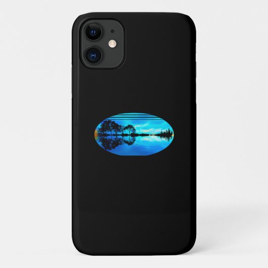Guitar Sunset Sky Trees City Lake Reflection Case-Mate iPhone Case (Achterkant)