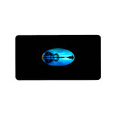 Guitar Sunset Sky Trees City Lake Reflection Etiket (Voorkant)