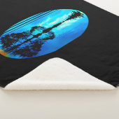 Guitar Sunset Sky Trees City Lake Reflection Sherpa Deken (3/4)