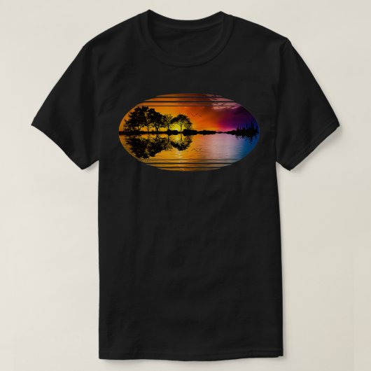 Guitar Sunset Sky Trees City Lake Reflection Speci T-shirt (Design voorkant)