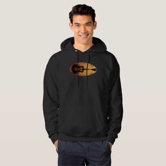 Guitar Sunset Sky Trees City Water Reflection Spec Hoodie (Voorkant volledig)