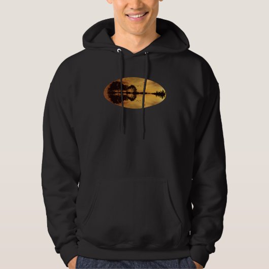 Guitar Sunset Sky Trees City Water Reflection Spec Hoodie (Voorkant)