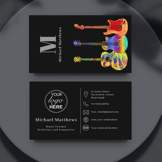Guitar Teacher Custom Logo Social Media Icon Visitekaartje