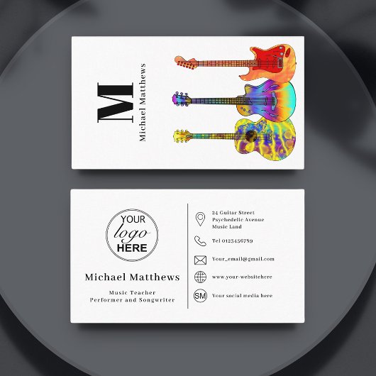 Guitar Teacher Custom Logo Social Media Icon Visitekaartje