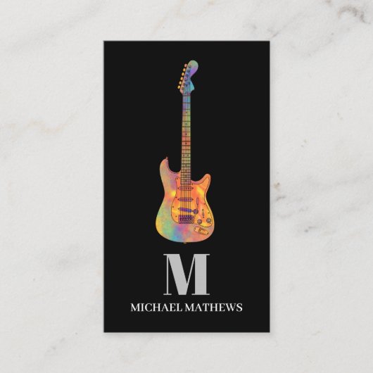 Guitar Teacher Custom QR Code Visitekaartje (Voorkant)