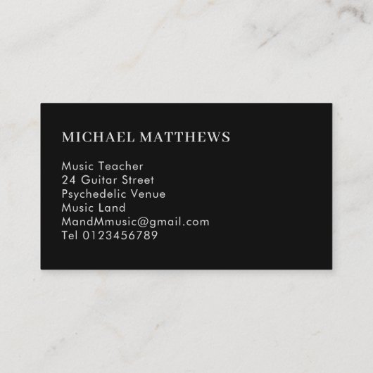 Guitar Teacher Custom Visitekaartje (Achterkant)