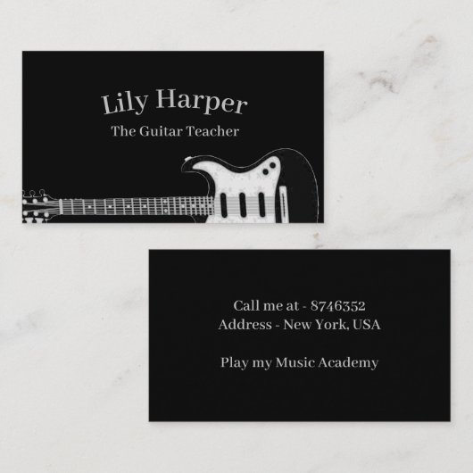 Guitar Teacher | Elektrische en akoestische lessen Contactkaartje (Voorkant / Achterkant)