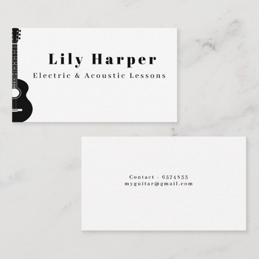 Guitar Teacher | Elektrische en akoestische lessen Contactkaartje (Voorkant / Achterkant)