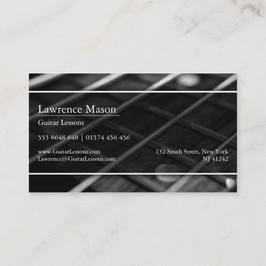 Guitar Teacher Foto van Strings - Visitekaartje (Achterkant)