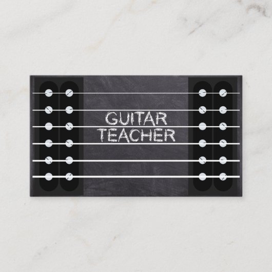 Guitar Teacher Lessons Music Instructor Cool Chalk Visitekaartje (Voorkant)