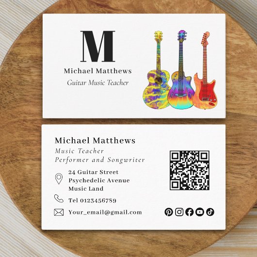 Guitar Teacher Music Business QR-code Visitekaartje