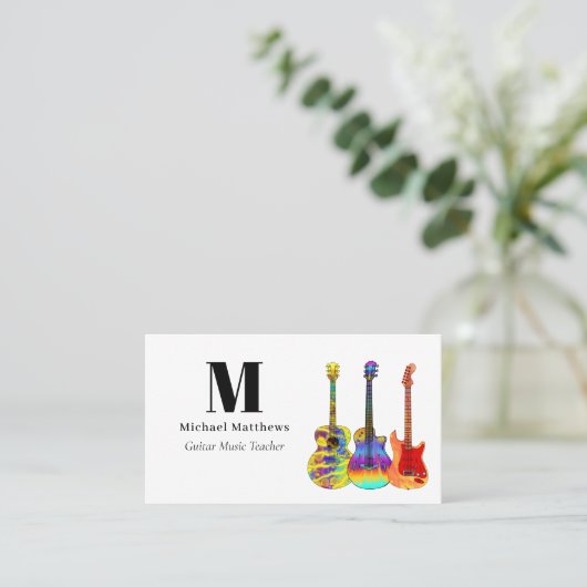 Guitar Teacher Music Business QR-code Visitekaartje (Staand voorkant)