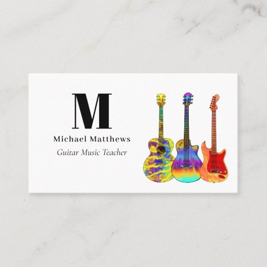 Guitar Teacher Music Business QR-code Visitekaartje (Voorkant)