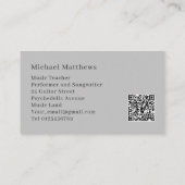 Guitar Teacher Music Professional Custom QR Code Visitekaartje (Achterkant)