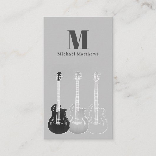 Guitar Teacher Music Professional Custom QR Code Visitekaartje (Voorkant)