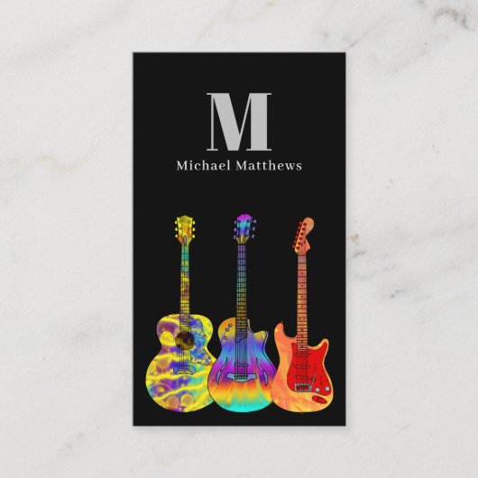 Guitar Teacher Musician Custom QR Code Visitekaartje (Voorkant)