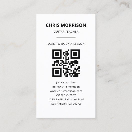 Guitar Teacher QR Code Photo Visitekaartje (Achterkant)