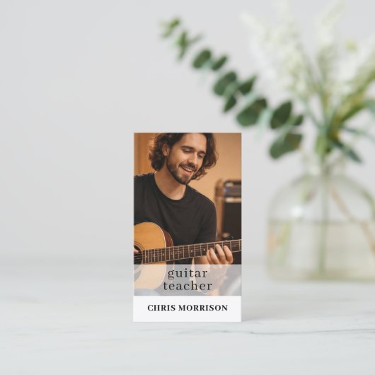 Guitar Teacher QR Code Photo Visitekaartje (Staand voorkant)