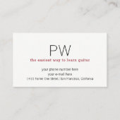 Guitar Teacher visitekaartje met gitaar-pick (Achterkant)