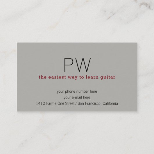Guitar Teacher Visitekaartje met Guitar-nek (Achterkant)
